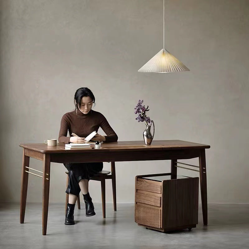 Nordic Tempered Glass Walnut 3-Drawer Side Table