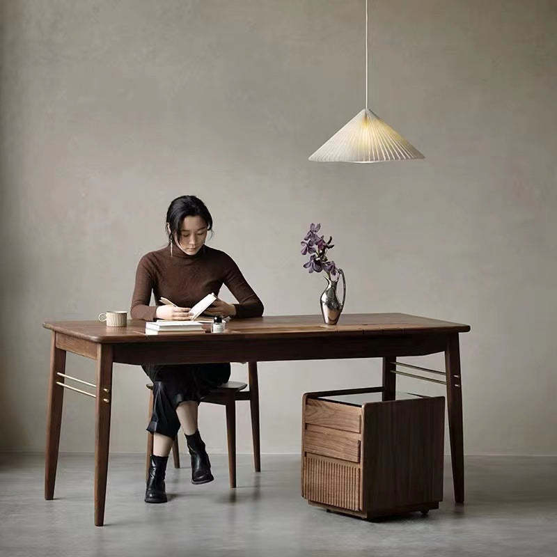 Nordic Tempered Glass Walnut 3-Drawer Side Table