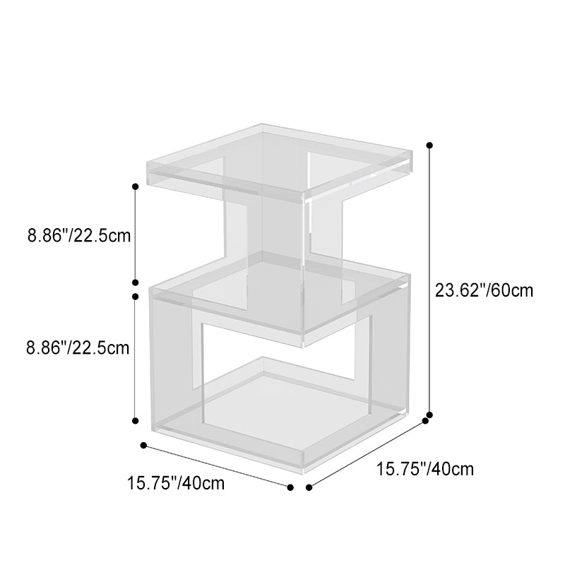 Nordic Geometric Acrylic 3-Tier Side Table — Orange
