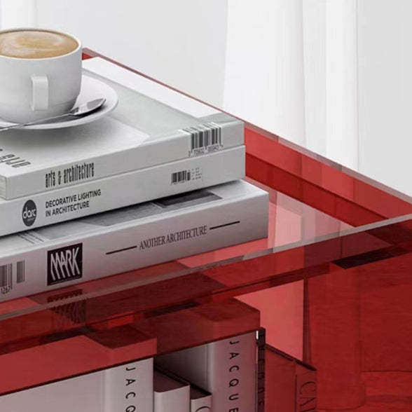 Nordic Geometric Acrylic 3-Tier Side Table — Red