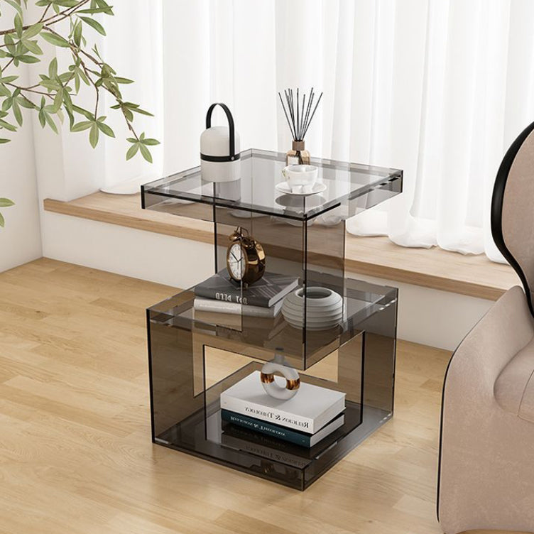 Nordic Geometric Acrylic 3-Tier Side Table — Gray