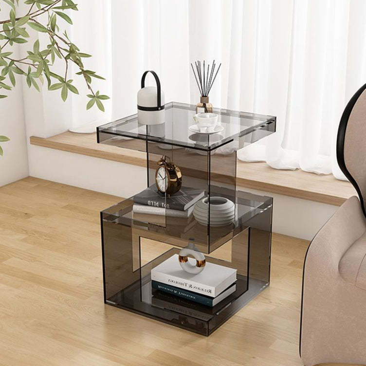 Nordic Geometric Acrylic 3-Tier Side Table — Gray