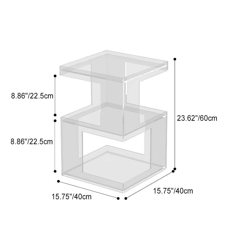 Nordic Geometric Acrylic 3-Tier Side Table — Orange