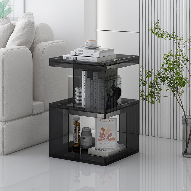 Nordic Geometric Acrylic 3-Tier Side Table — Black