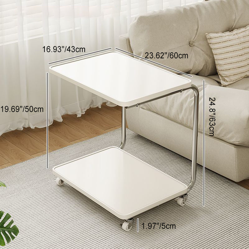 Minimalist Stainless Steel 2-Tier End Table