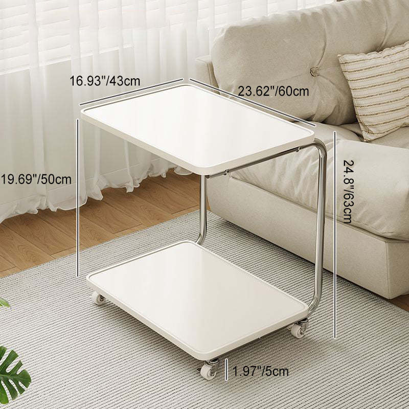 Minimalist Stainless Steel 2-Tier End Table