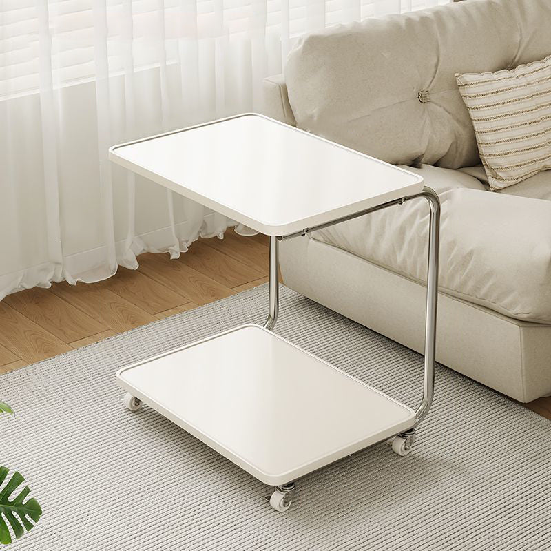 Minimalist Stainless Steel 2-Tier End Table