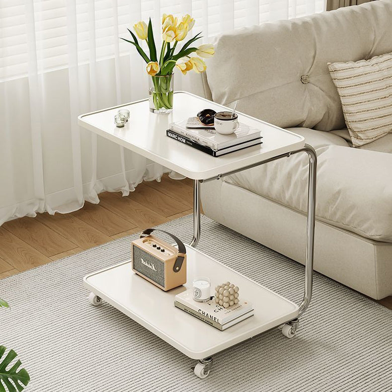 Minimalist Stainless Steel 2-Tier End Table