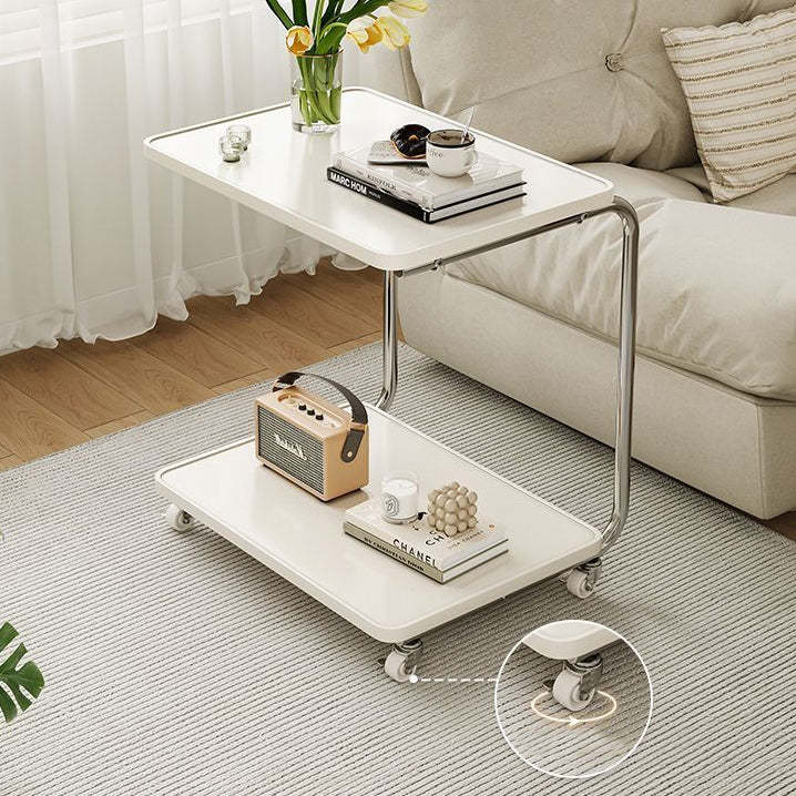 Minimalist Stainless Steel 2-Tier End Table