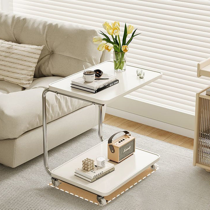 Minimalist Stainless Steel 2-Tier End Table