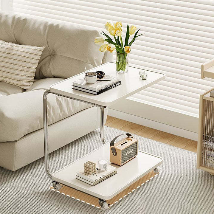 Minimalist Stainless Steel 2-Tier End Table