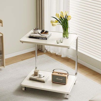 Minimalist Stainless Steel 2-Tier End Table