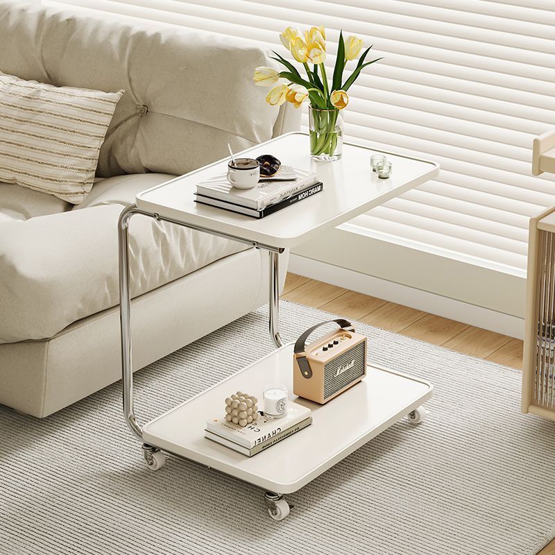 Minimalist Stainless Steel 2-Tier End Table
