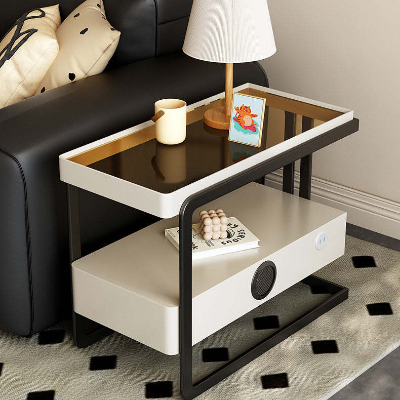 Lighom nordic 1-drawer rectangle gray side tables — Small / White