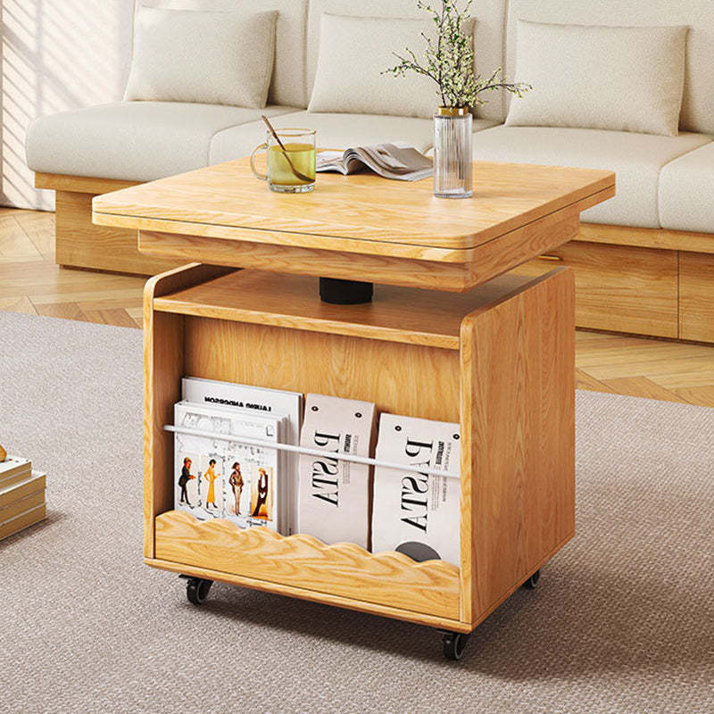 Wood Glass Steel Coffee Table 2-Cabinet