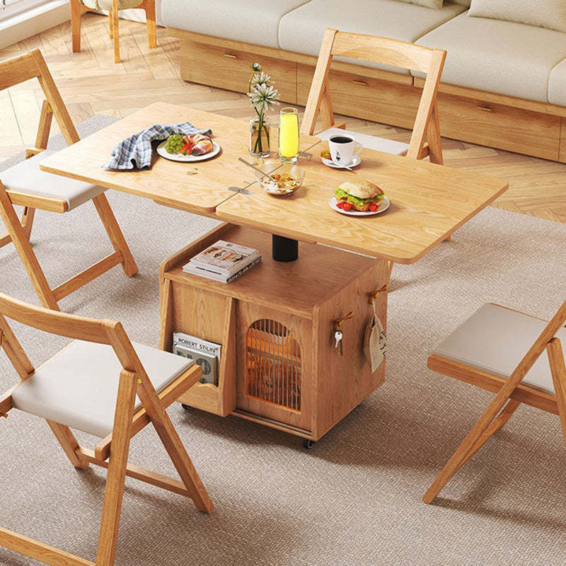 Wood Glass Steel Coffee Table 2-Cabinet