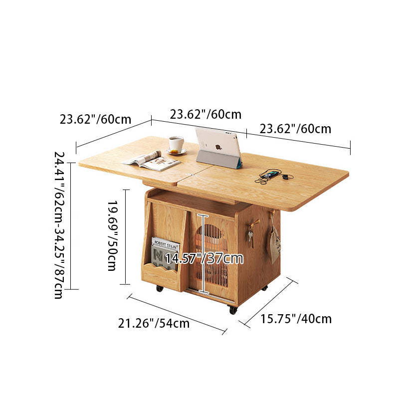 Wood Glass Steel Coffee Table 2-Cabinet