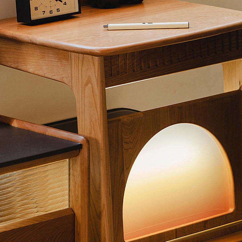 Modern Cherry Wood 2-Tier Side Table