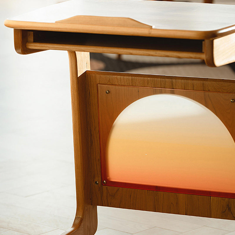 Modern Cherry Wood 2-Tier Side Table