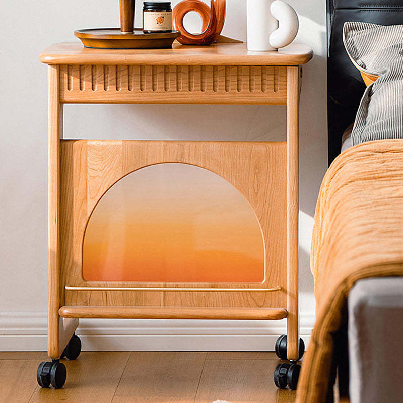 Modern Cherry Wood 2-Tier Side Table