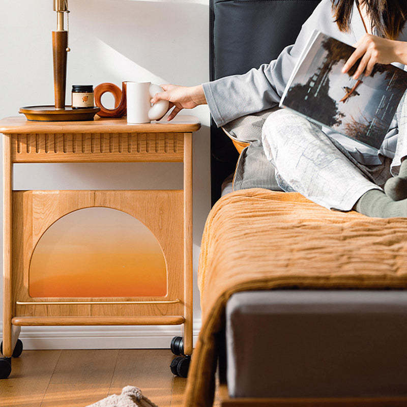 Modern Cherry Wood 2-Tier Side Table
