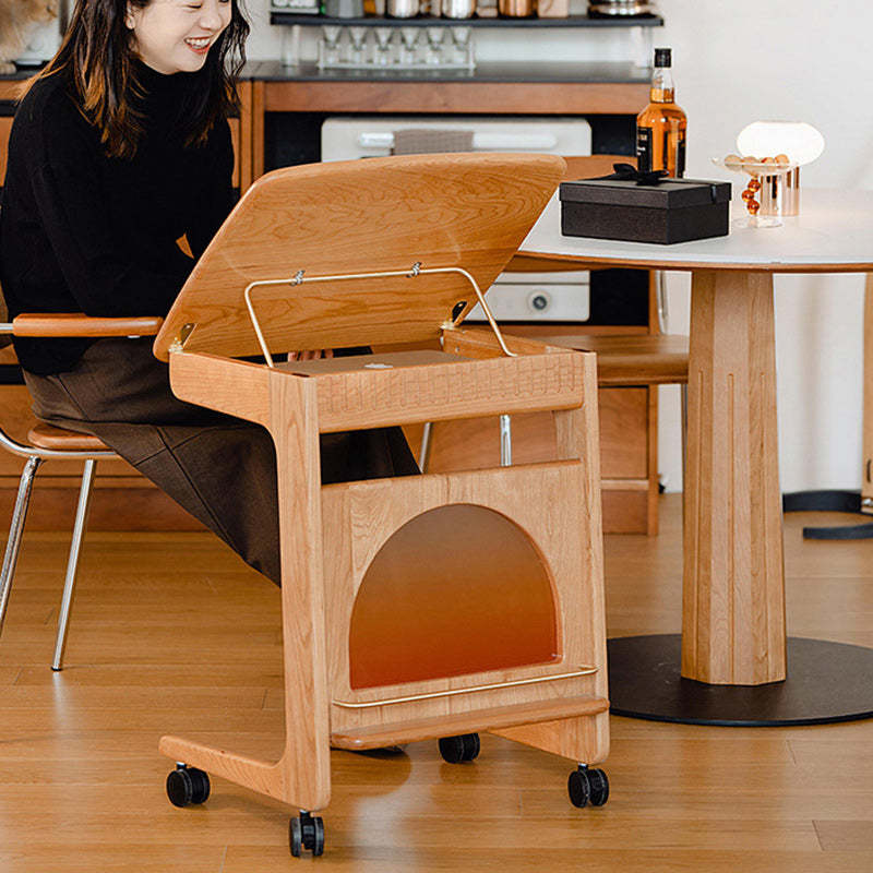 Modern Cherry Wood 2-Tier Side Table