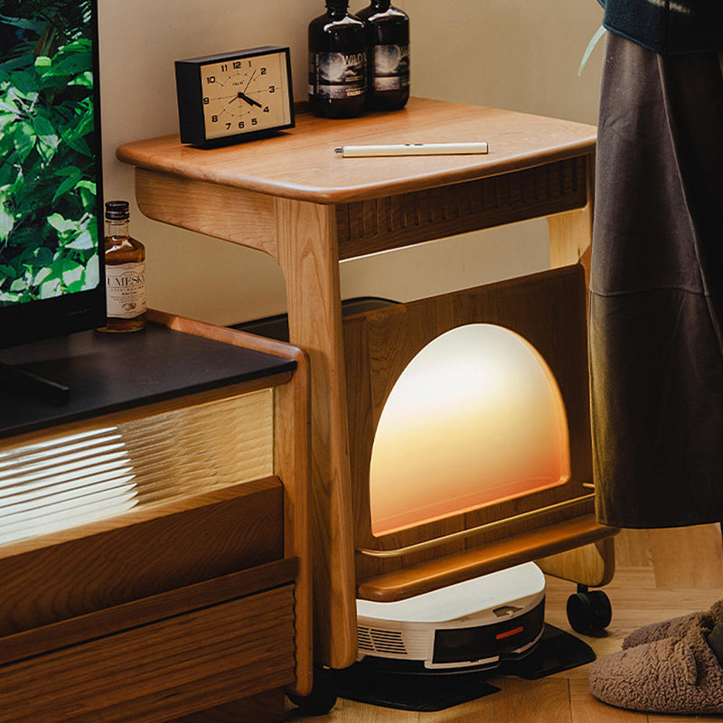 Modern Cherry Wood 2-Tier Side Table
