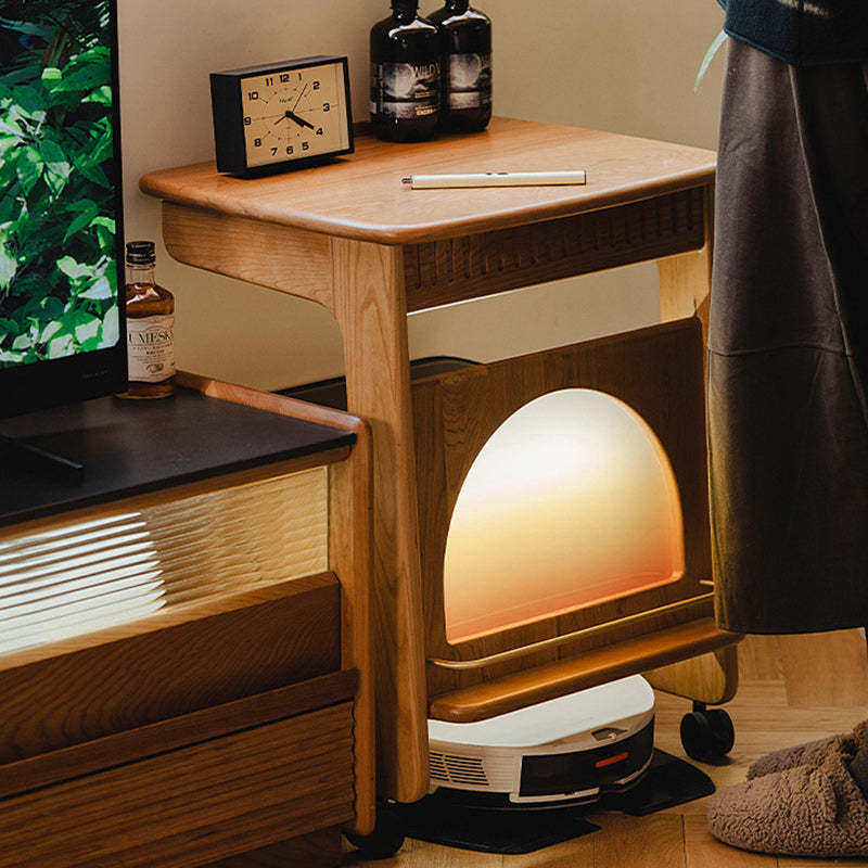 Modern Cherry Wood 2-Tier Side Table