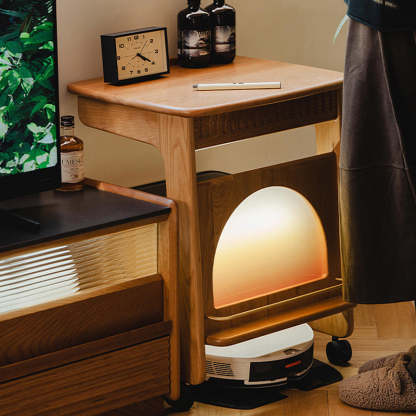 Modern Cherry Wood 2-Tier Side Table