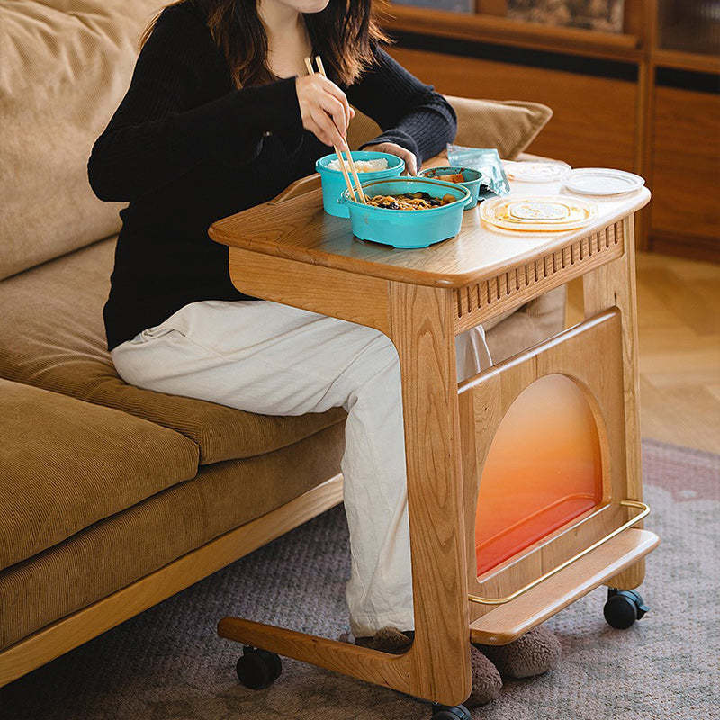Modern Cherry Wood 2-Tier Side Table