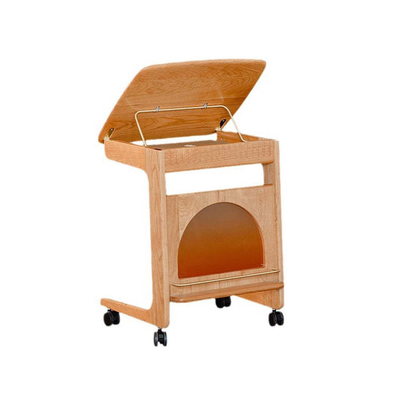 Modern Cherry Wood 2-Tier Side Table