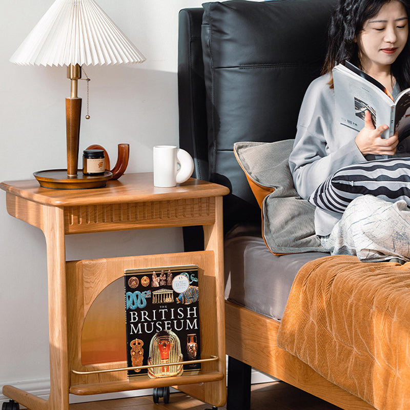 Modern Cherry Wood 2-Tier Side Table