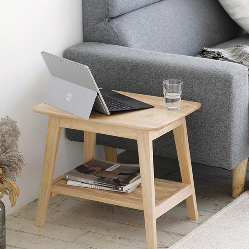 Minimalist pine 2-tier side tables in wood