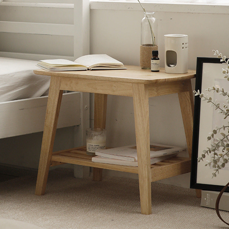 Minimalist Pine Wood 2-Tier Side Table