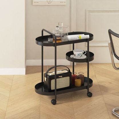 Nordic Iron Steel 4-Wheel Side Table — Black
