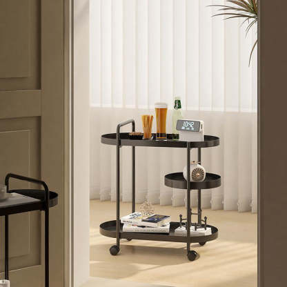 Nordic Iron Steel 4-Wheel Side Table — White