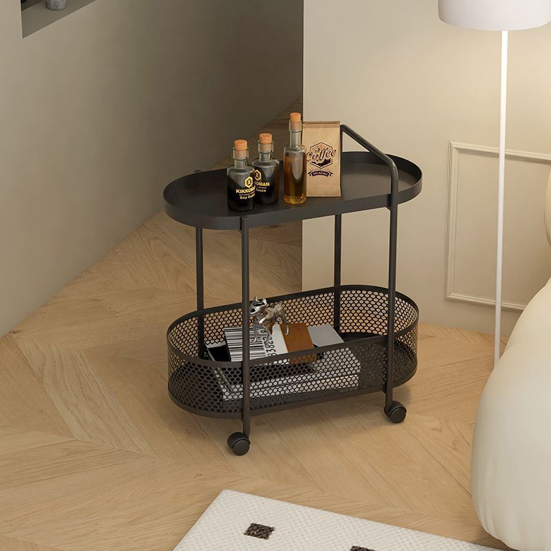Modern Iron Steel 2-Tier Side Table — Black