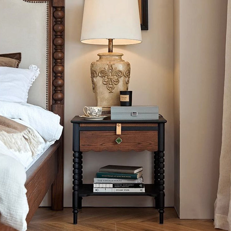 French Red Oak 1-Drawer Nightstand
