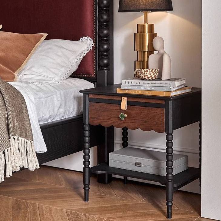 French Red Oak 1-Drawer Nightstand