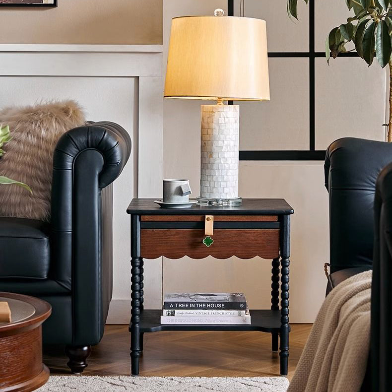 Lighom traditional 1-drawer metal wood nightstands