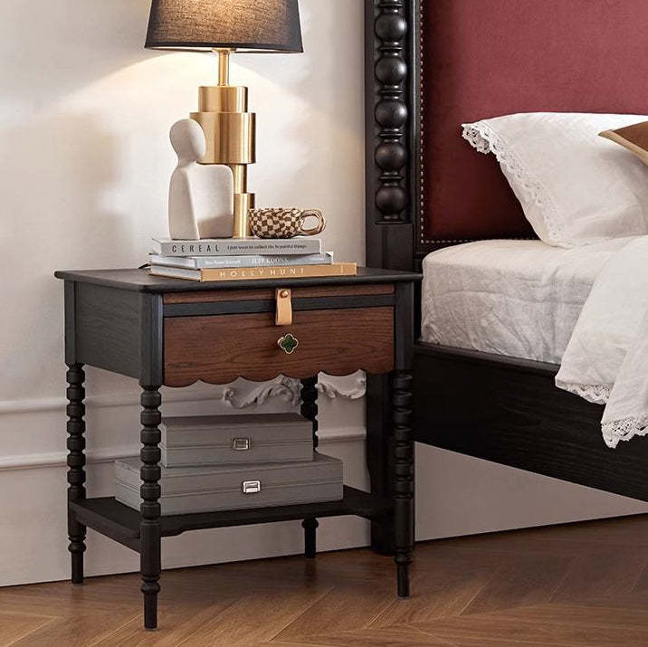 French Red Oak 1-Drawer Nightstand