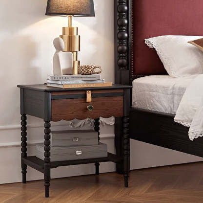 French Red Oak 1-Drawer Nightstand