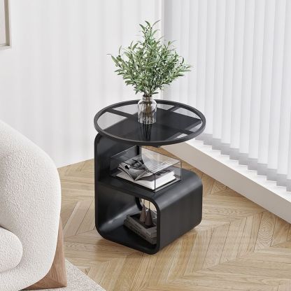 Nordic Geometric Iron Glass 3-Tier Side Table