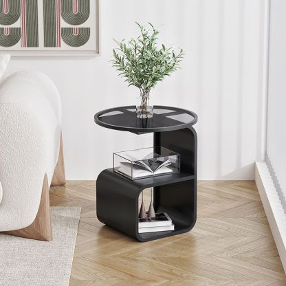 Nordic Geometric Iron Glass 3-Tier Side Table