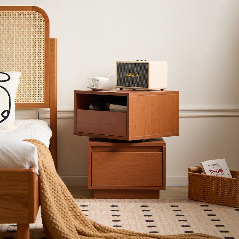 Retro Swivel Boxwood 2-Drawer Side Table