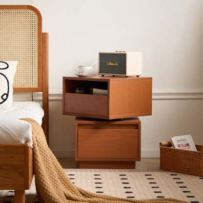 Retro Swivel Boxwood 2-Drawer Side Table — Boxwood Color