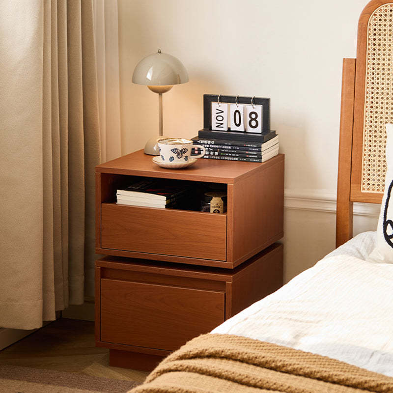 Retro Swivel Boxwood 2-Drawer Side Table