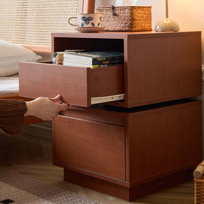 Retro Swivel Boxwood 2-Drawer Side Table