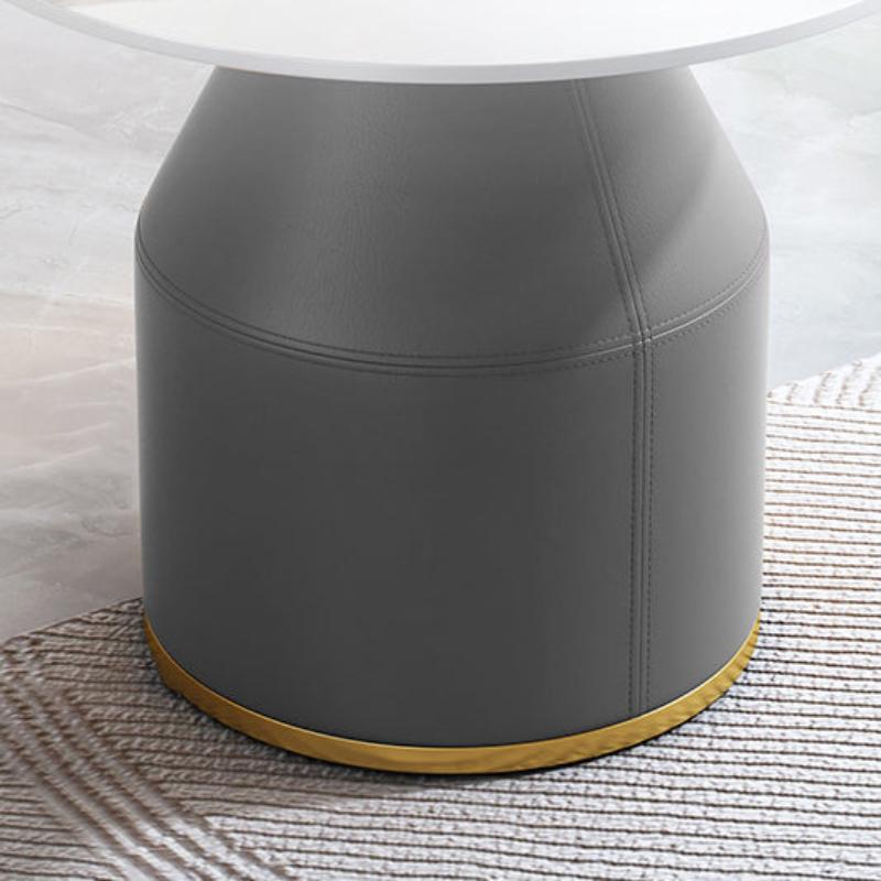 Nordic Sintered Stone Leather Wood Coffee Table — Black / Orange