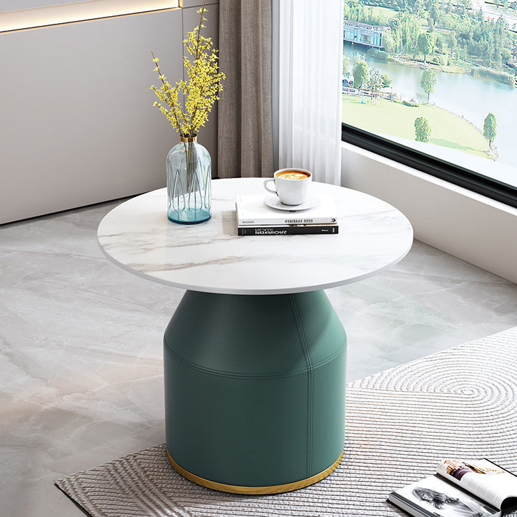 Nordic Sintered Stone Leather Wood Coffee Table — Black / Blue